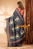 Pure Dye Ketiya Tussar Silk Kantha Stitch Saree SN202418984