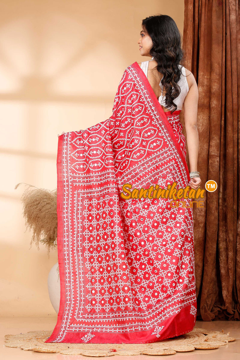 Pure Murshidabad Silk Gujrati Stitch Saree SN202419014