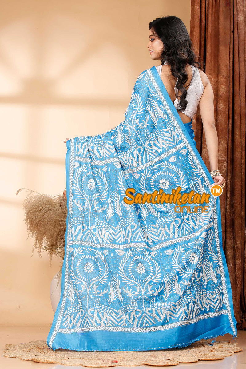 Butter Silk Kantha Stitch Saree SN202419024