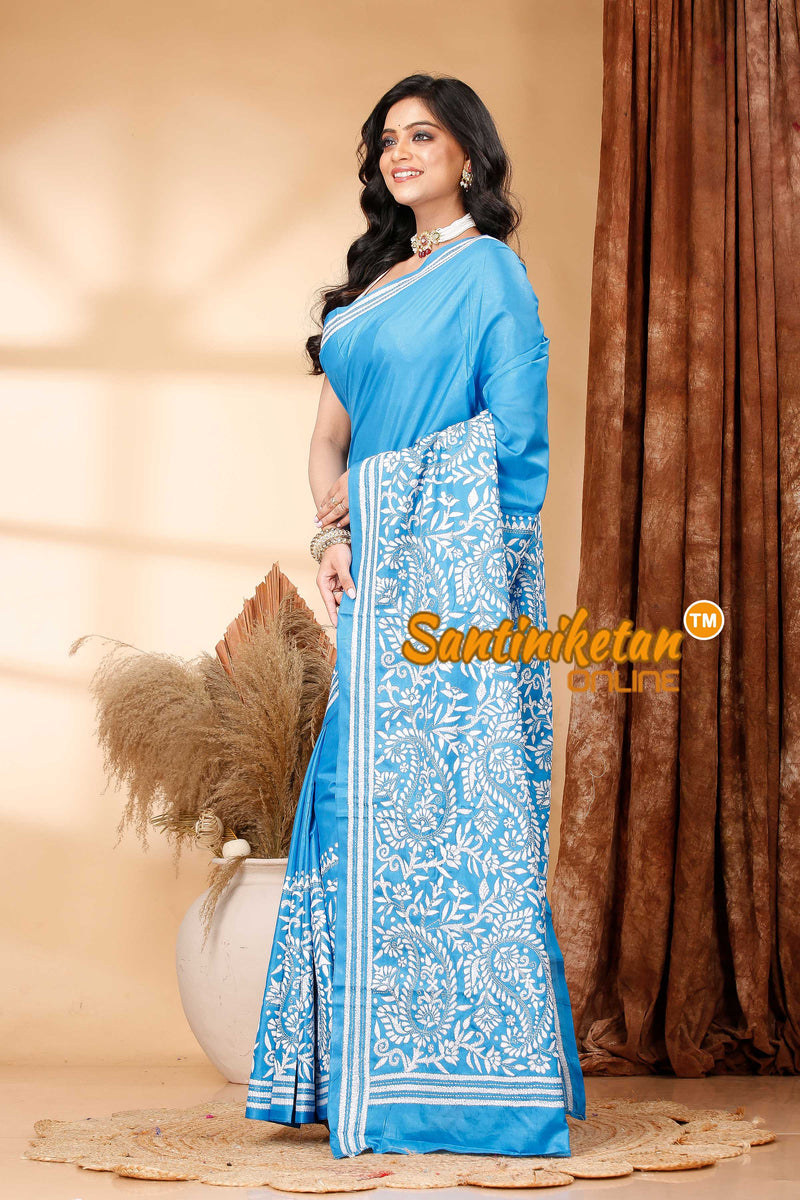 Butter Silk Kantha Stitch Saree SN202419044