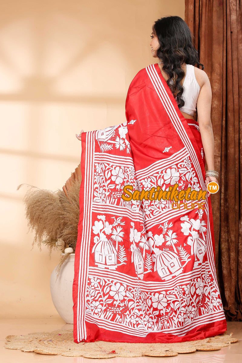 Butter Silk Kantha Stitch Saree SN202419089