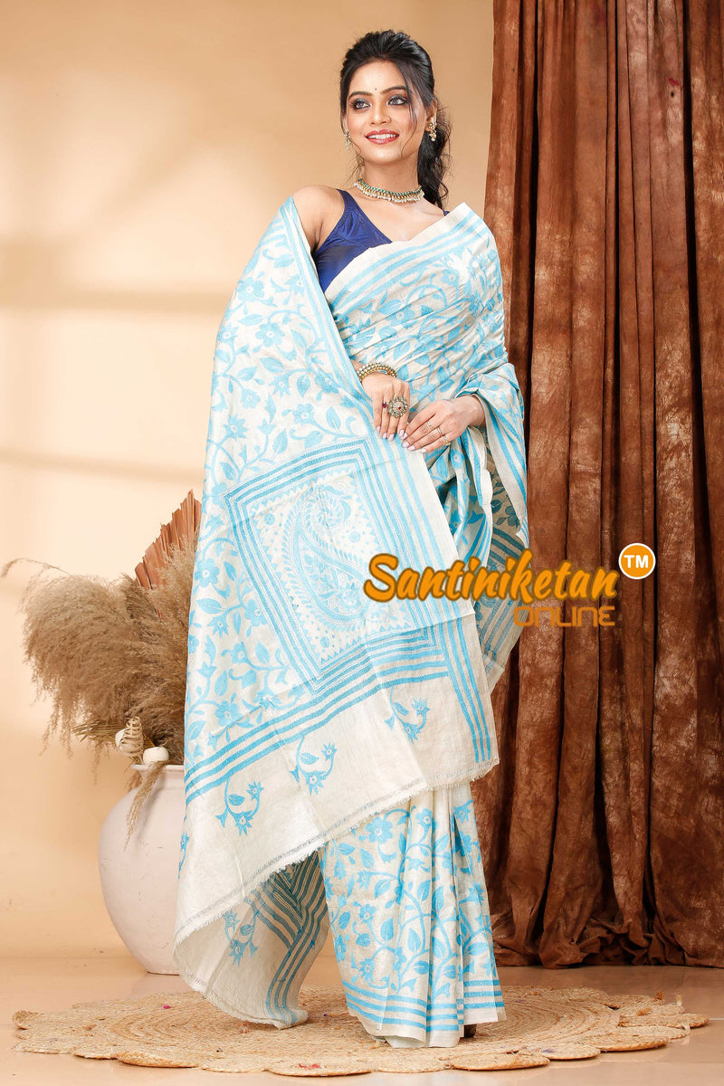 Pure Gachi Tussar Silk Kantha Stitch Saree SN202419261