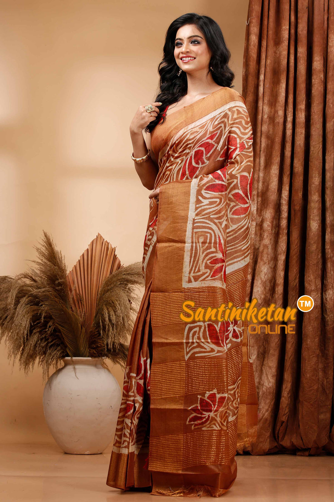Hand Batik On Pure Zari Tussar Silk Saree SN202419459