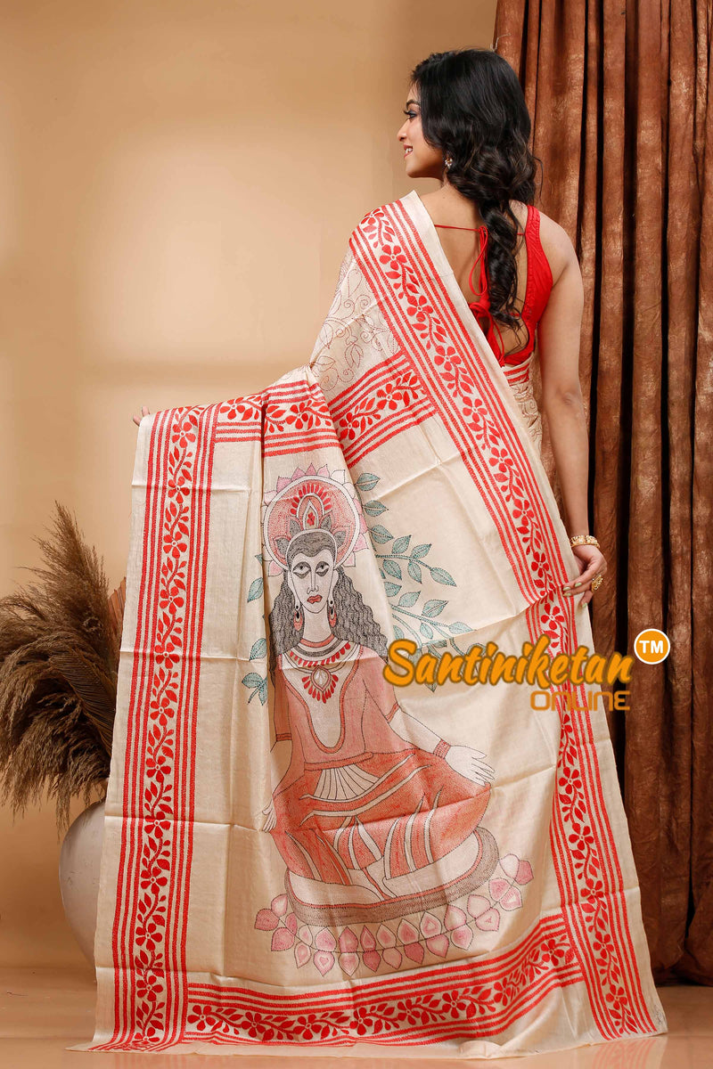 Pure Gachi Tussar Silk Kantha Stitch Saree SN202419506