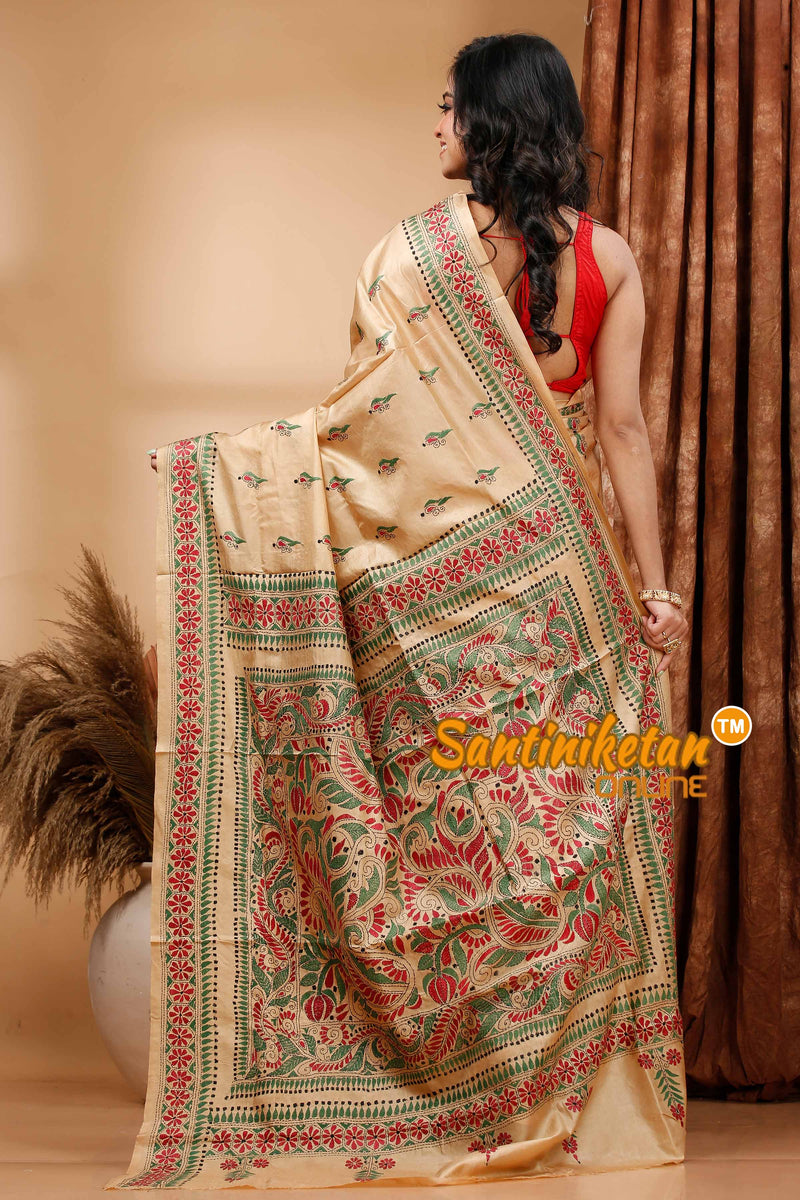 Pure Bangalore Silk Kantha Stitch Saree SN202419526