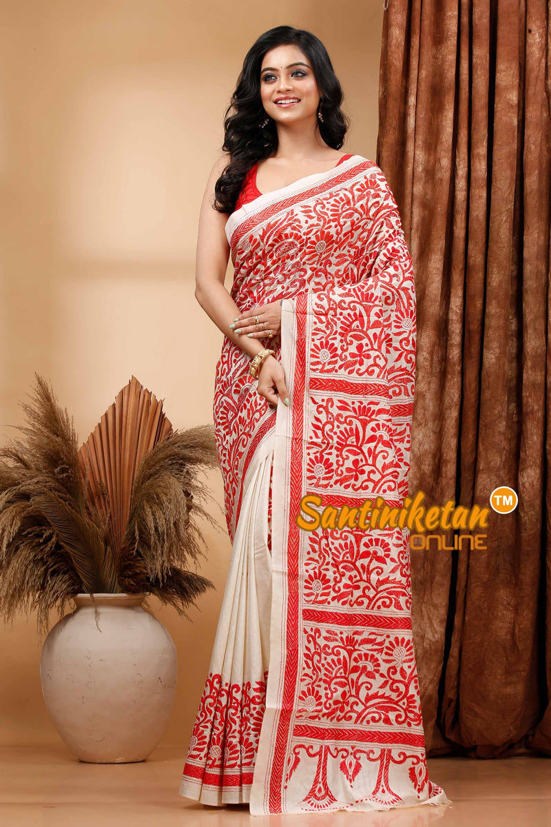 Pure Bangalore Silk Kantha Stitch Saree SN202419531