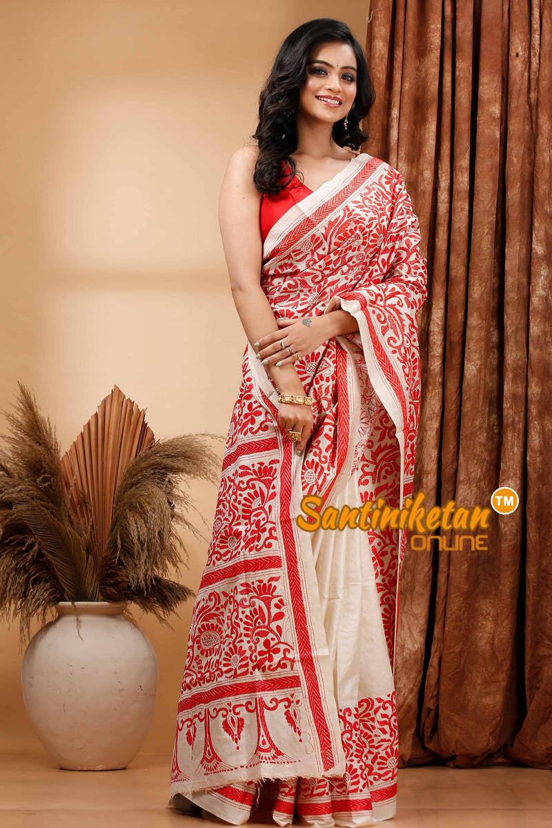 Pure Bangalore Silk Kantha Stitch Saree SN202419531