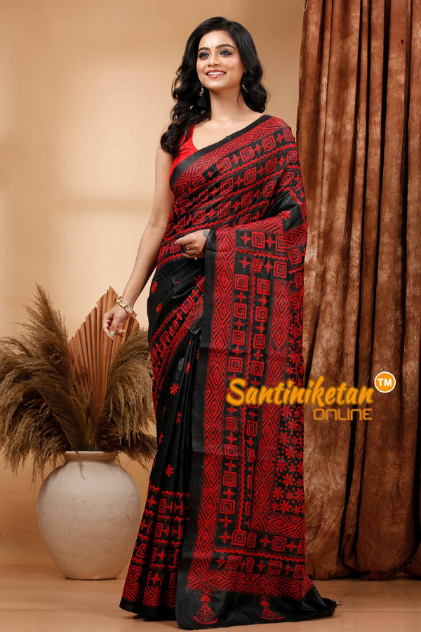 Pure Bangalore Silk Kantha Stitch Saree SN202419545