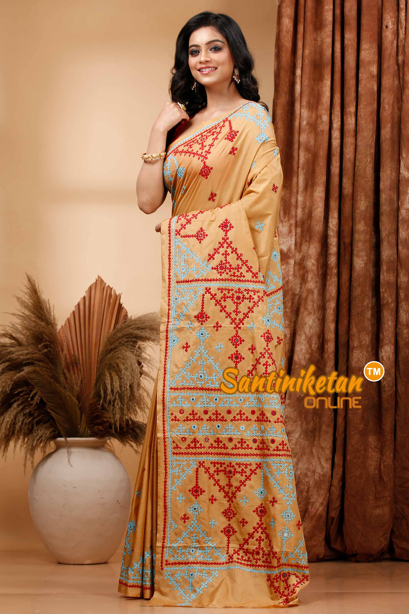 Butter Silk Gujrati Stitch Saree SN202419573