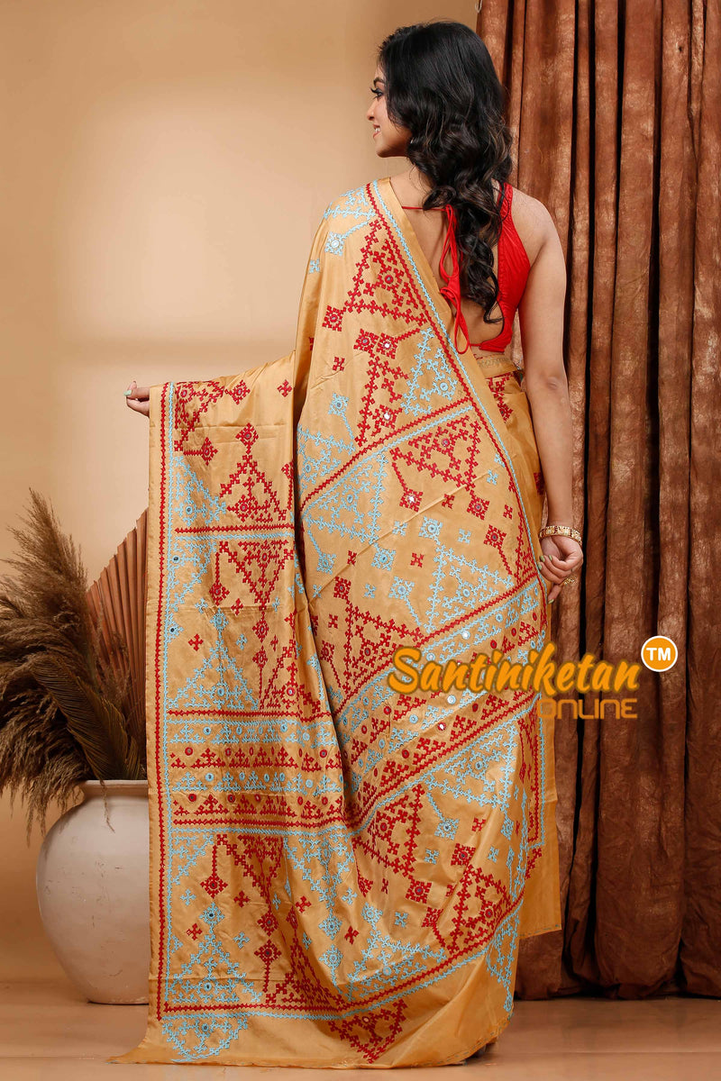 Butter Silk Gujrati Stitch Saree SN202419573