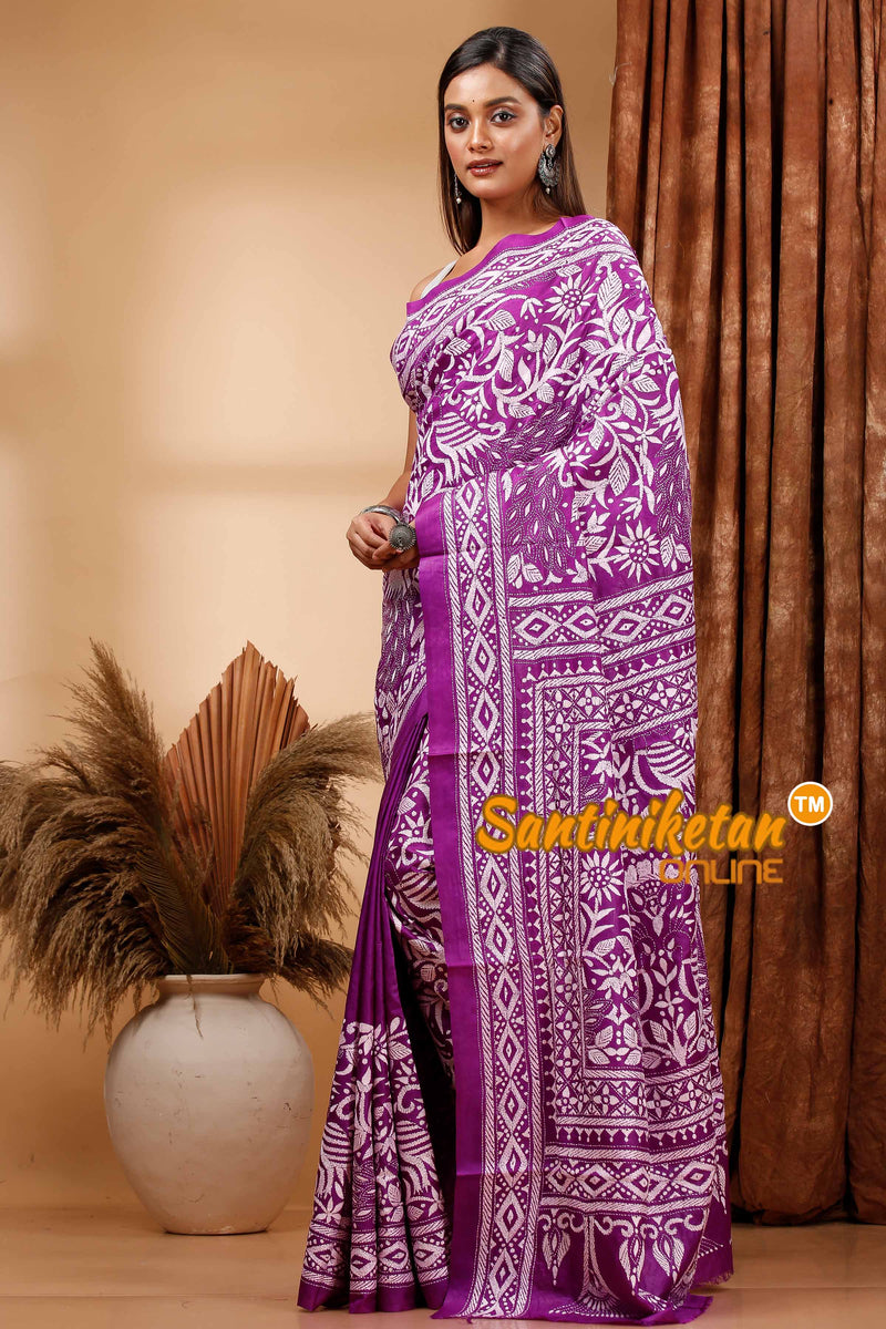 Pure Bangalore Silk Kantha Stitch Saree SN202419695