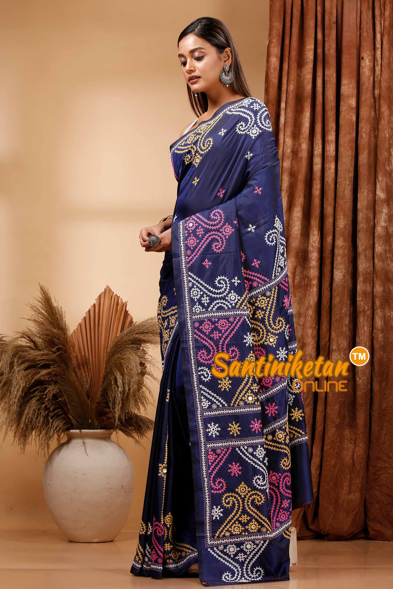 Butter Silk Gujrati Stitch Saree SN202419705