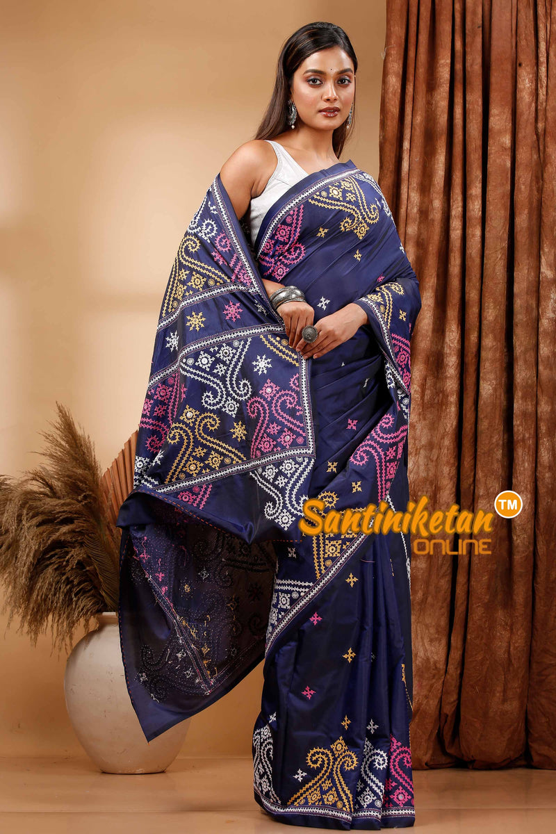 Butter Silk Gujrati Stitch Saree SN202419705