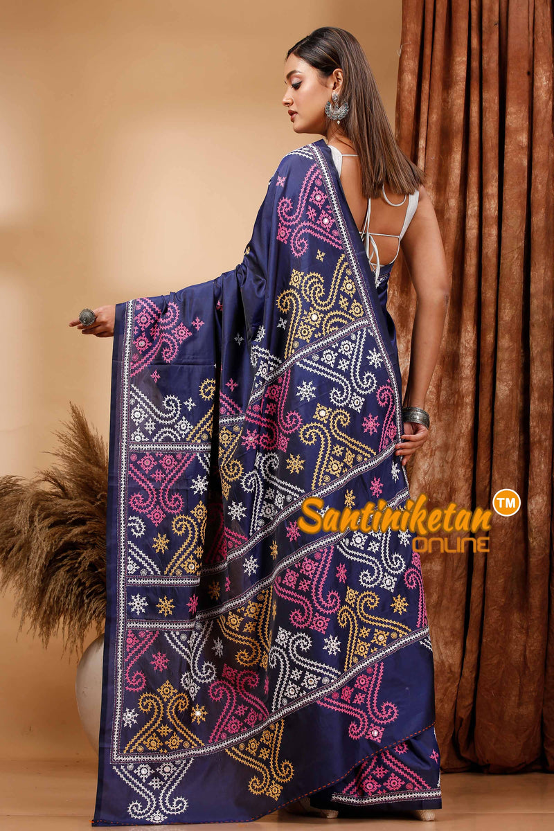 Butter Silk Gujrati Stitch Saree SN202419705