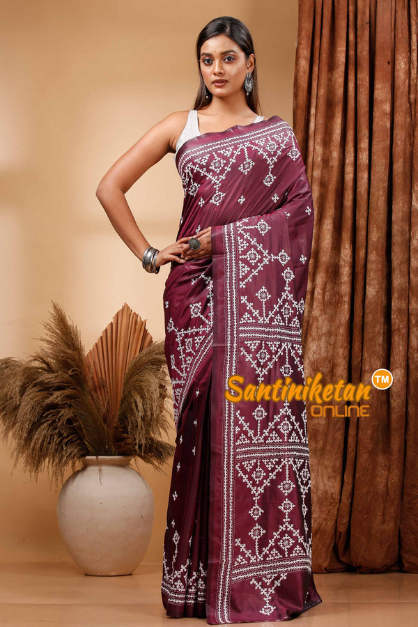 Butter Silk Gujrati Stitch Saree SN202419730