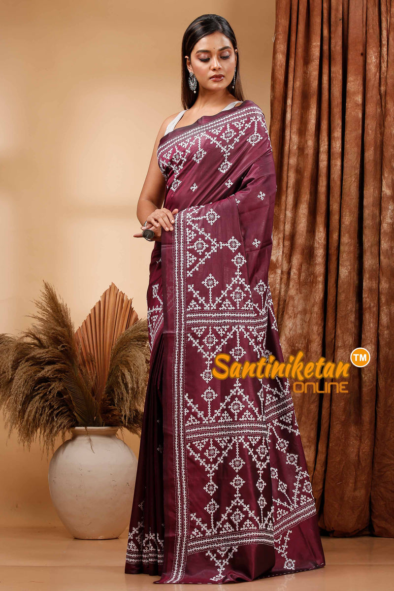 Butter Silk Gujrati Stitch Saree SN202419730