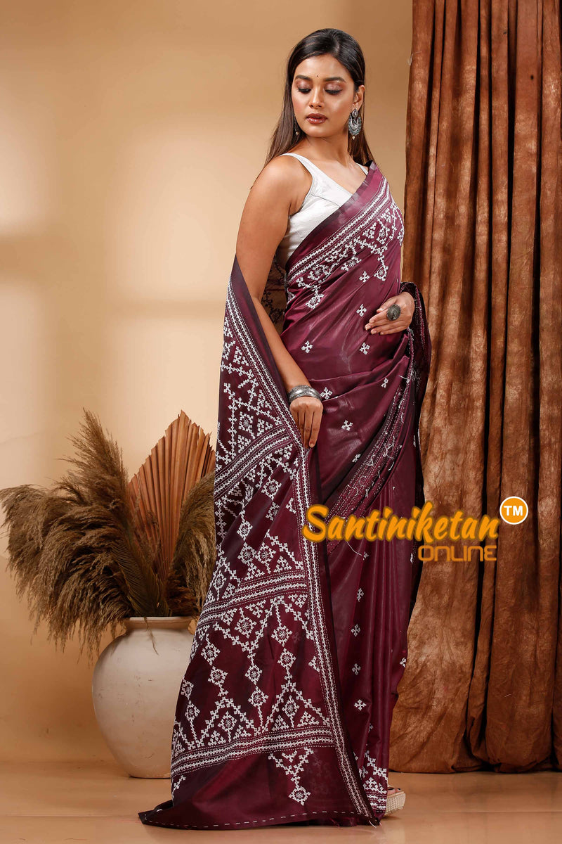 Butter Silk Gujrati Stitch Saree SN202419730