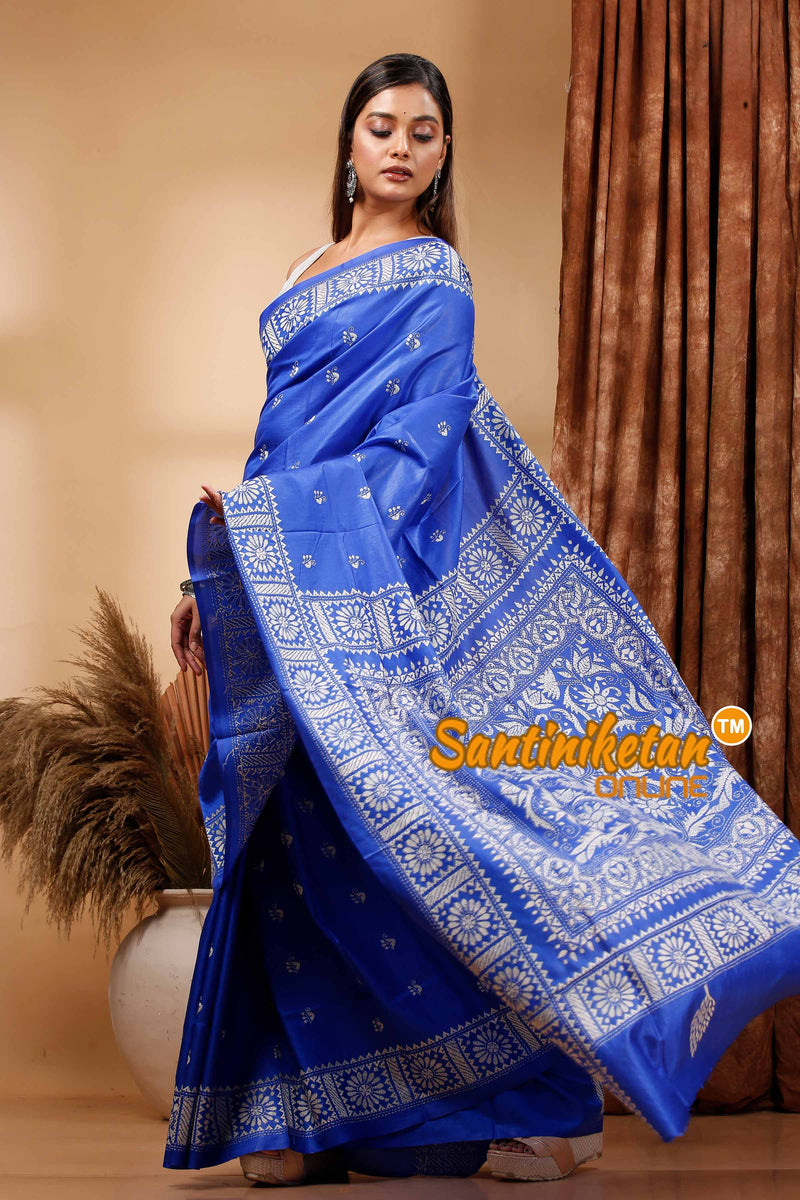 Pure Bangalore Silk Kantha Stitch Saree SN202419745