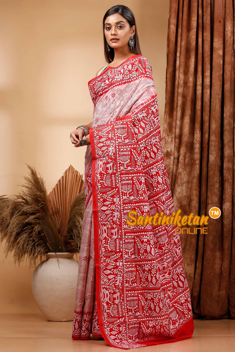 Pure Bangalore Silk Kantha Stitch Saree SN202419760