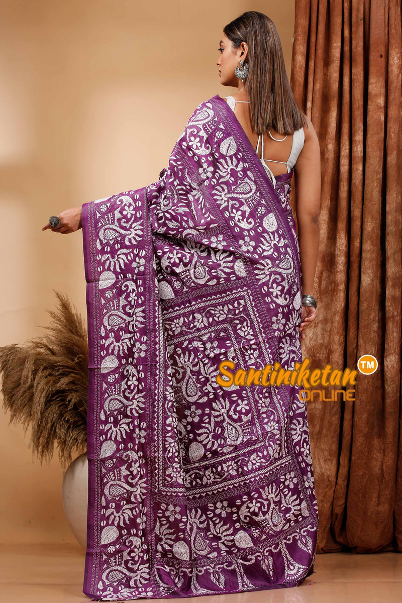 Pure Bangalore Silk Kantha Stitch Saree SN202419780