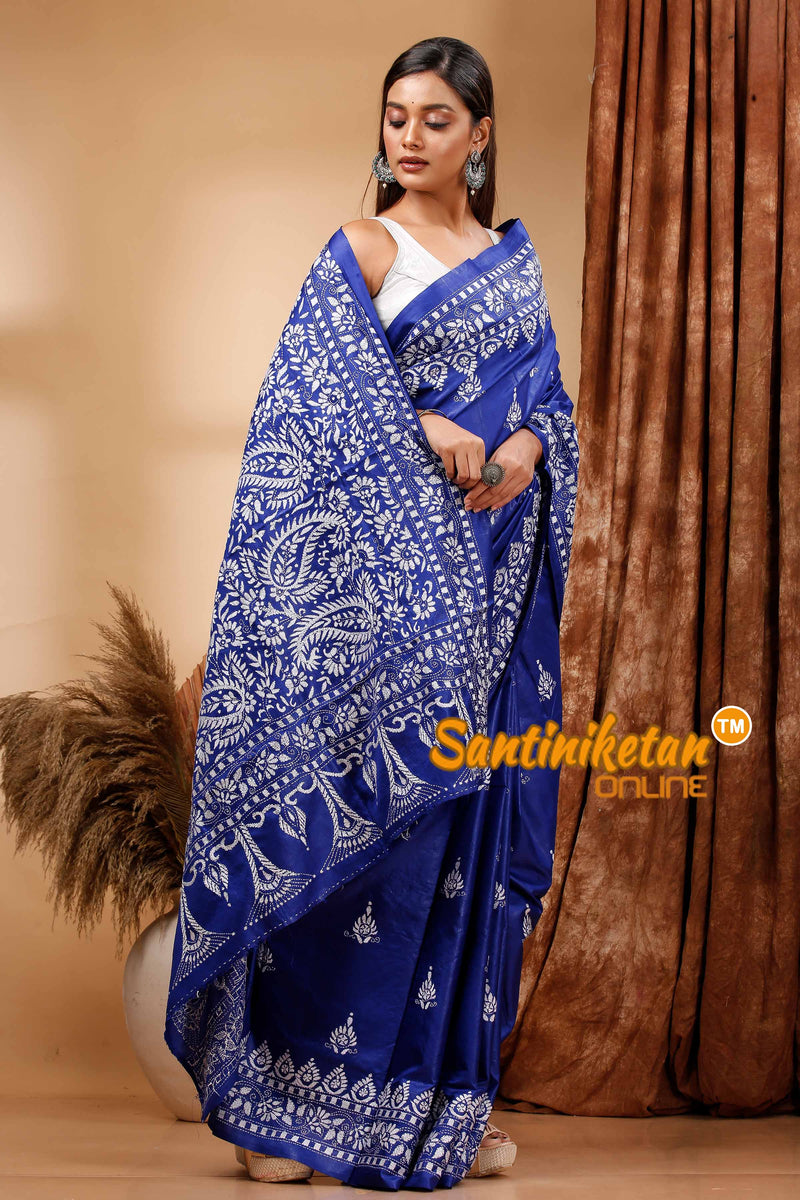 Pure Bangalore Silk Kantha Stitch Saree SN202419785