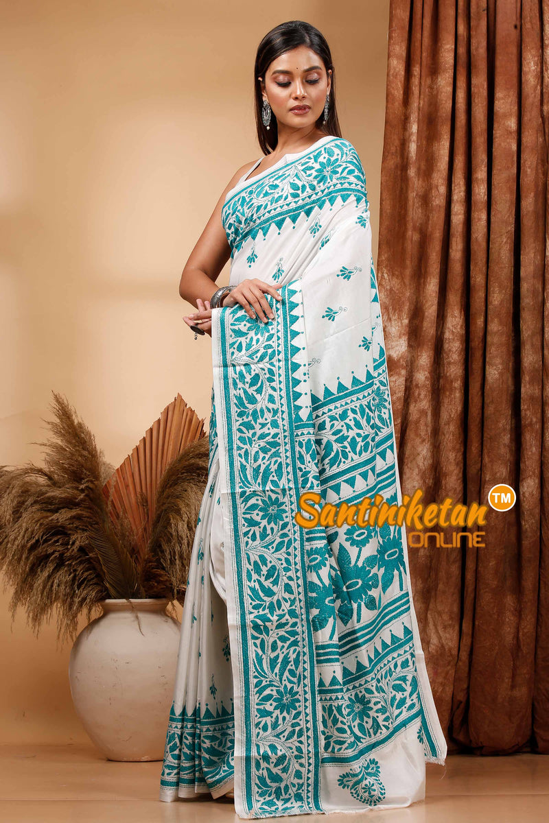 Butter Silk Kantha Stitch Saree SN202419951