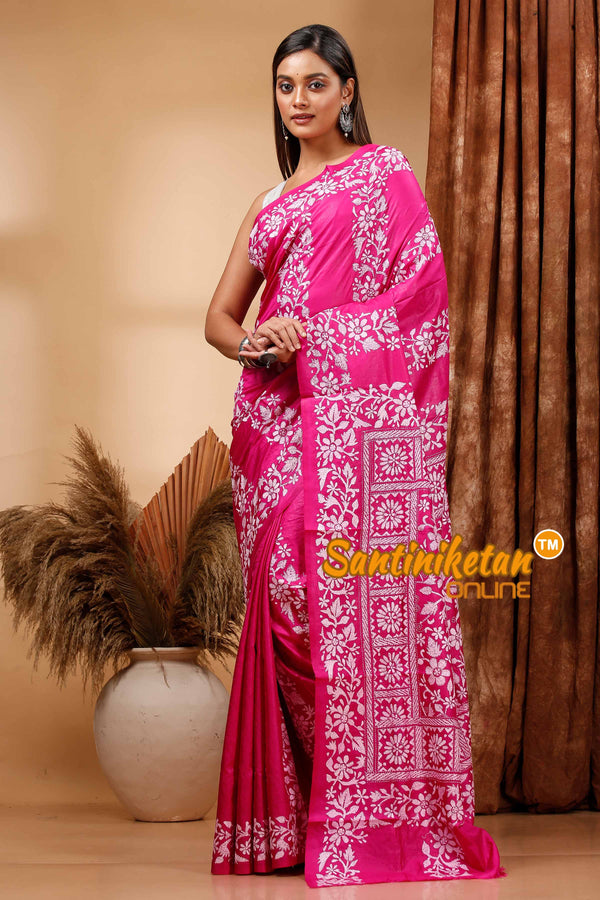 Pure Bangalore Silk Kantha Stitch Saree SN202419966