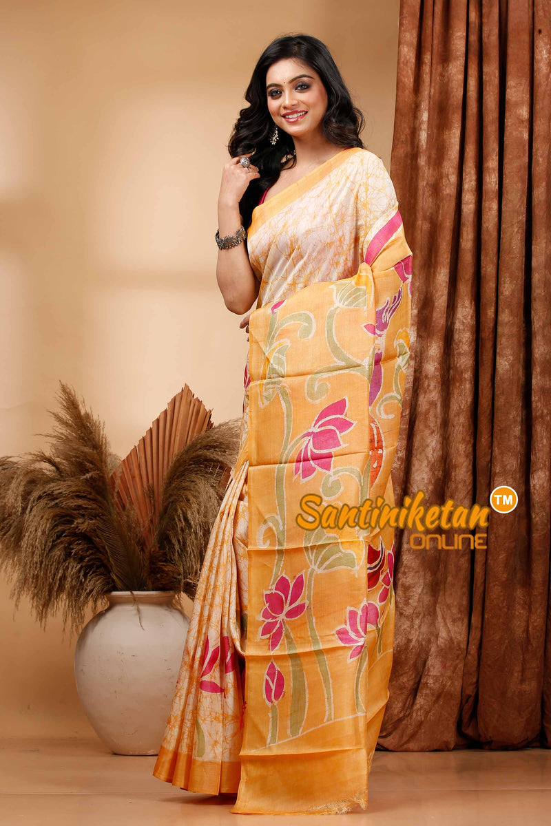 Hand Batik On Pure Tussar Silk Saree SN20242011