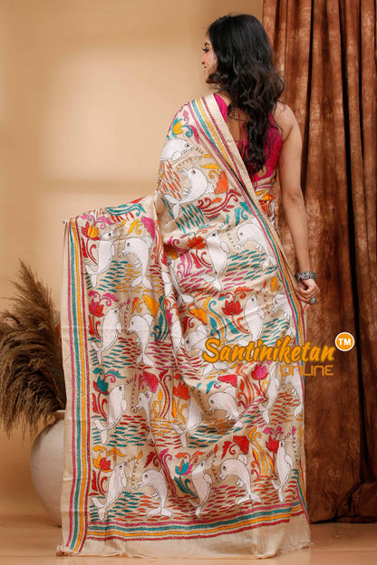 Pure Gachi Tussar Silk Kantha Stitch Saree SN202420021