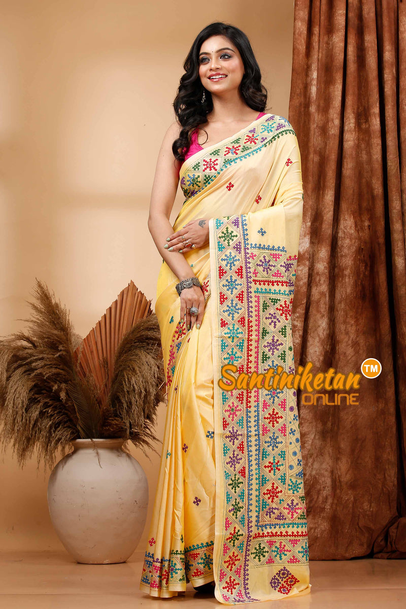 Butter Silk Gujrati Stitch Saree SN202420031