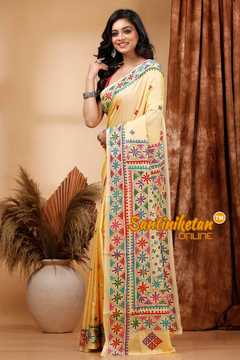 Butter Silk Gujrati Stitch Saree SN202420031