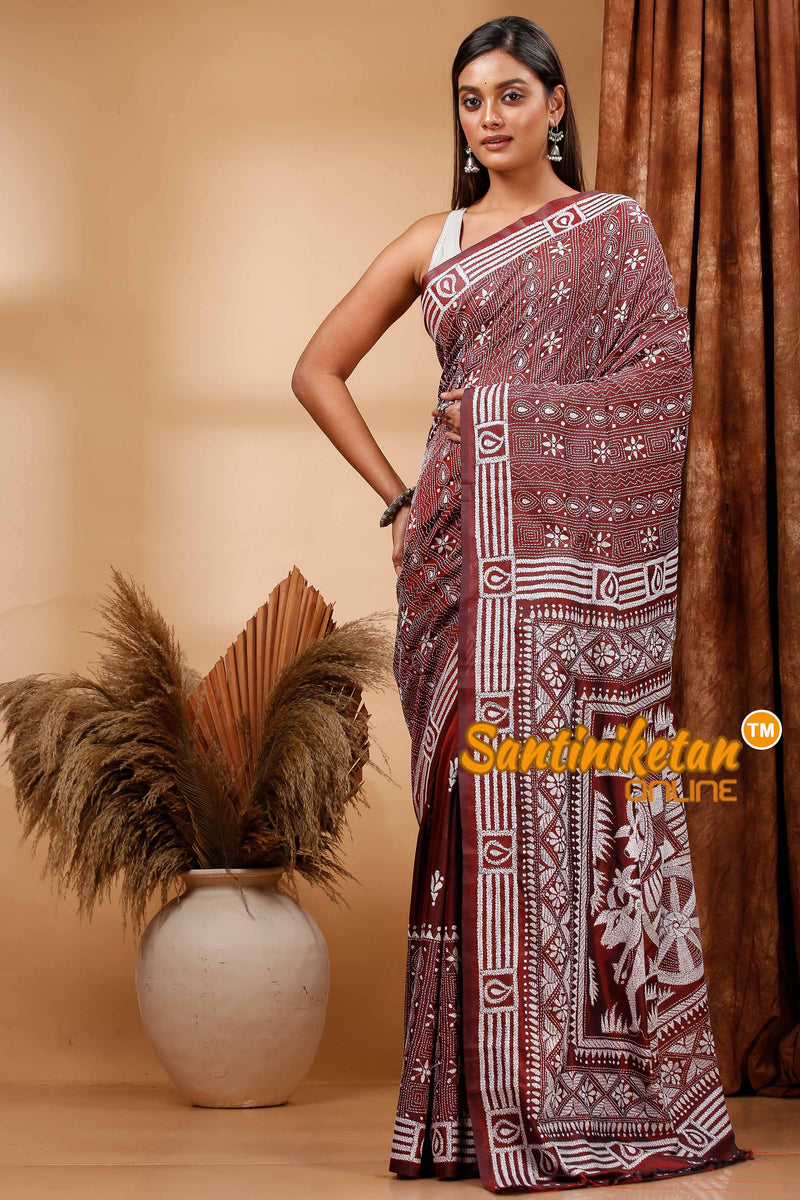 Butter Silk Kantha Stitch Saree SN202420081