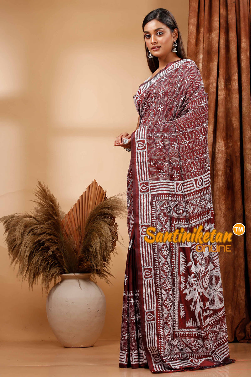 Butter Silk Kantha Stitch Saree SN202420081