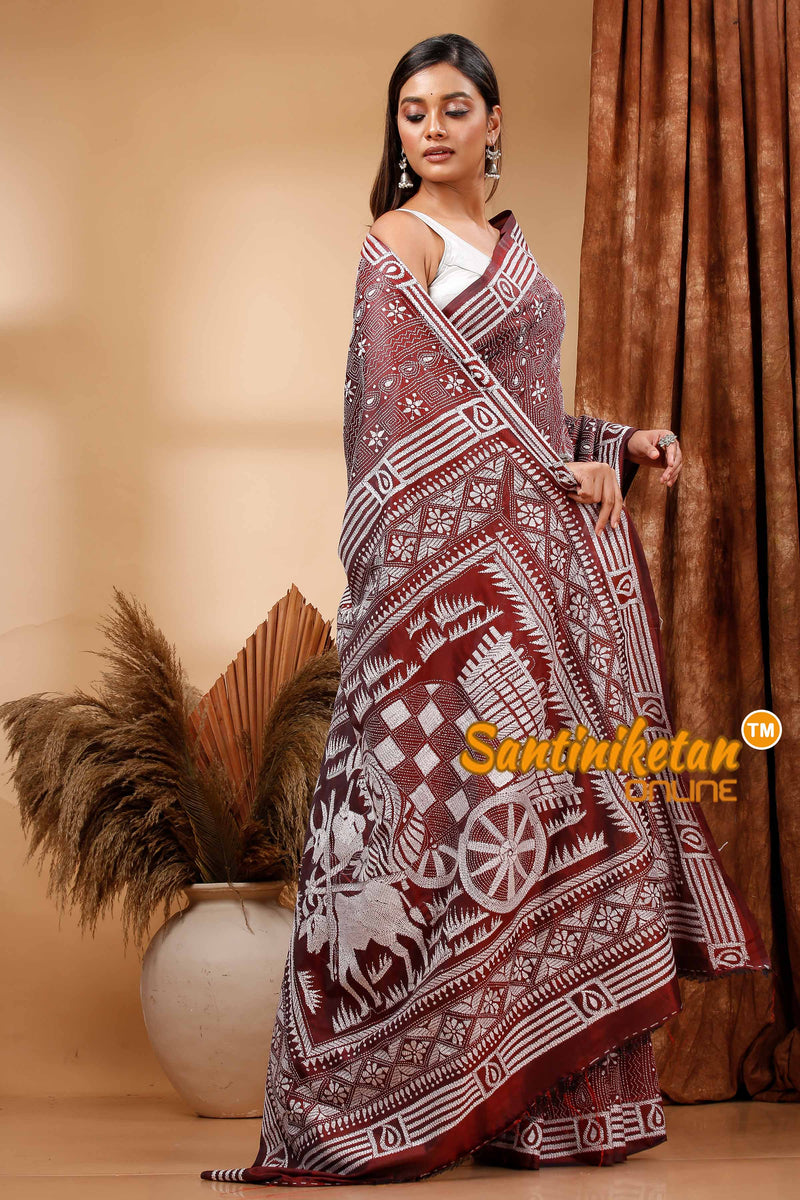 Butter Silk Kantha Stitch Saree SN202420081