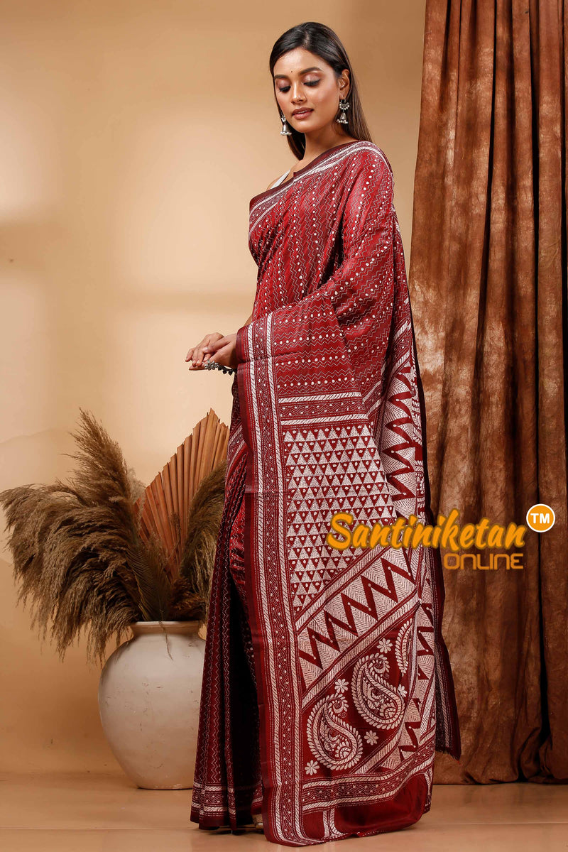 Pure Bangalore Silk Kantha Stitch Saree SN202420126