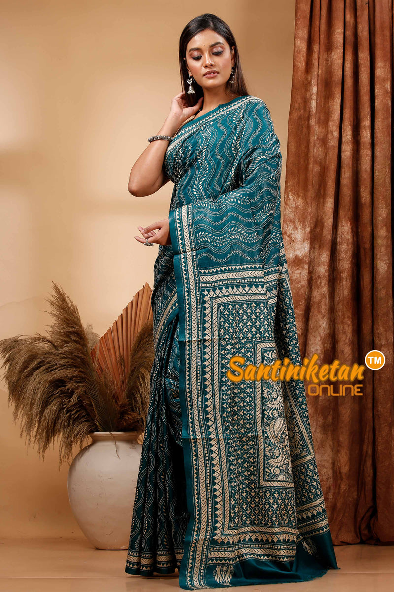 Pure Bangalore Silk Kantha Stitch Saree SN202420151