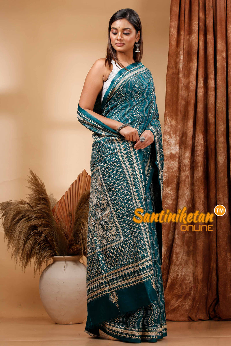 Pure Bangalore Silk Kantha Stitch Saree SN202420151