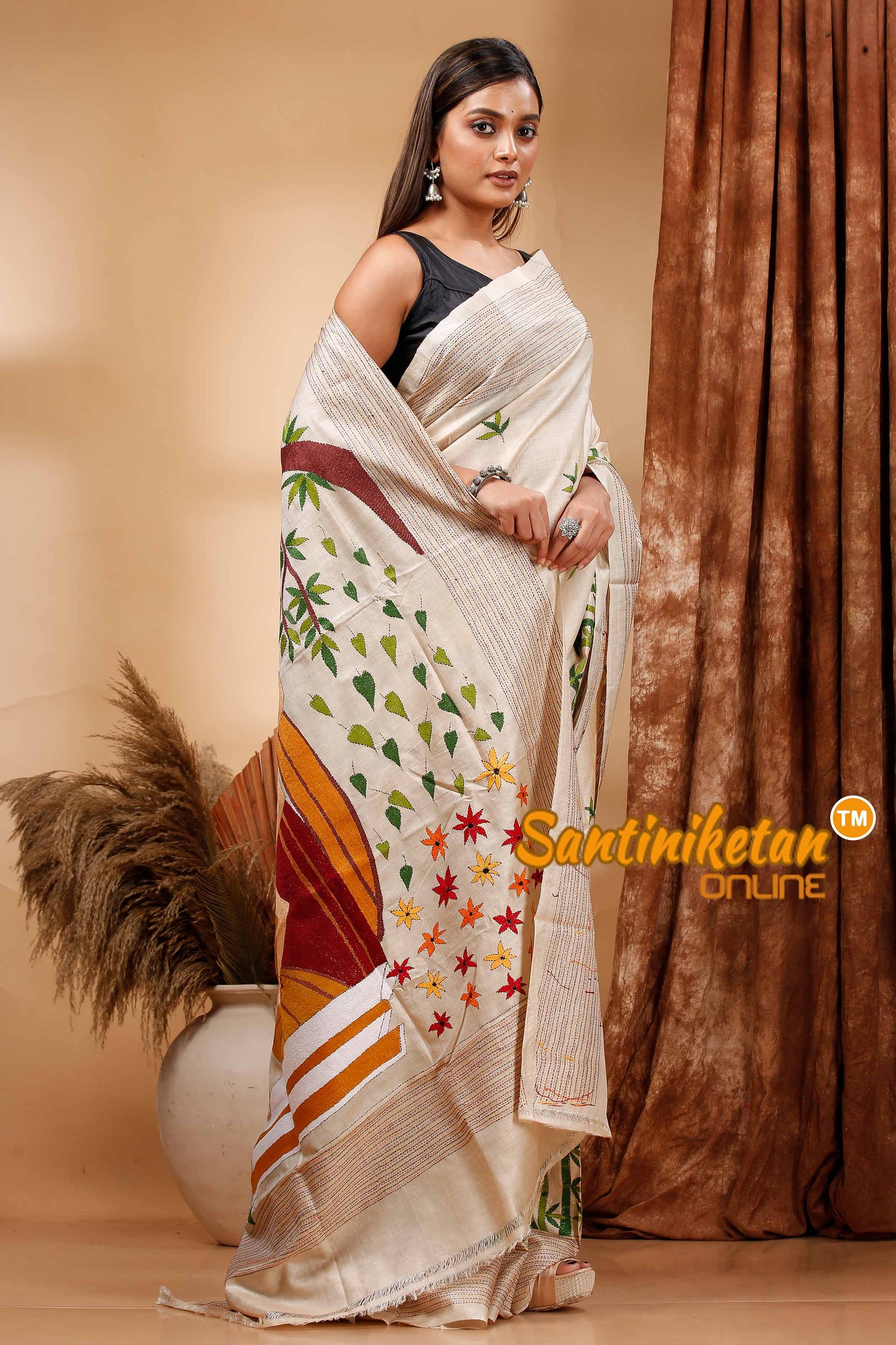 Pure Gachi Tussar Silk Kantha Stitch Saree SN202420206