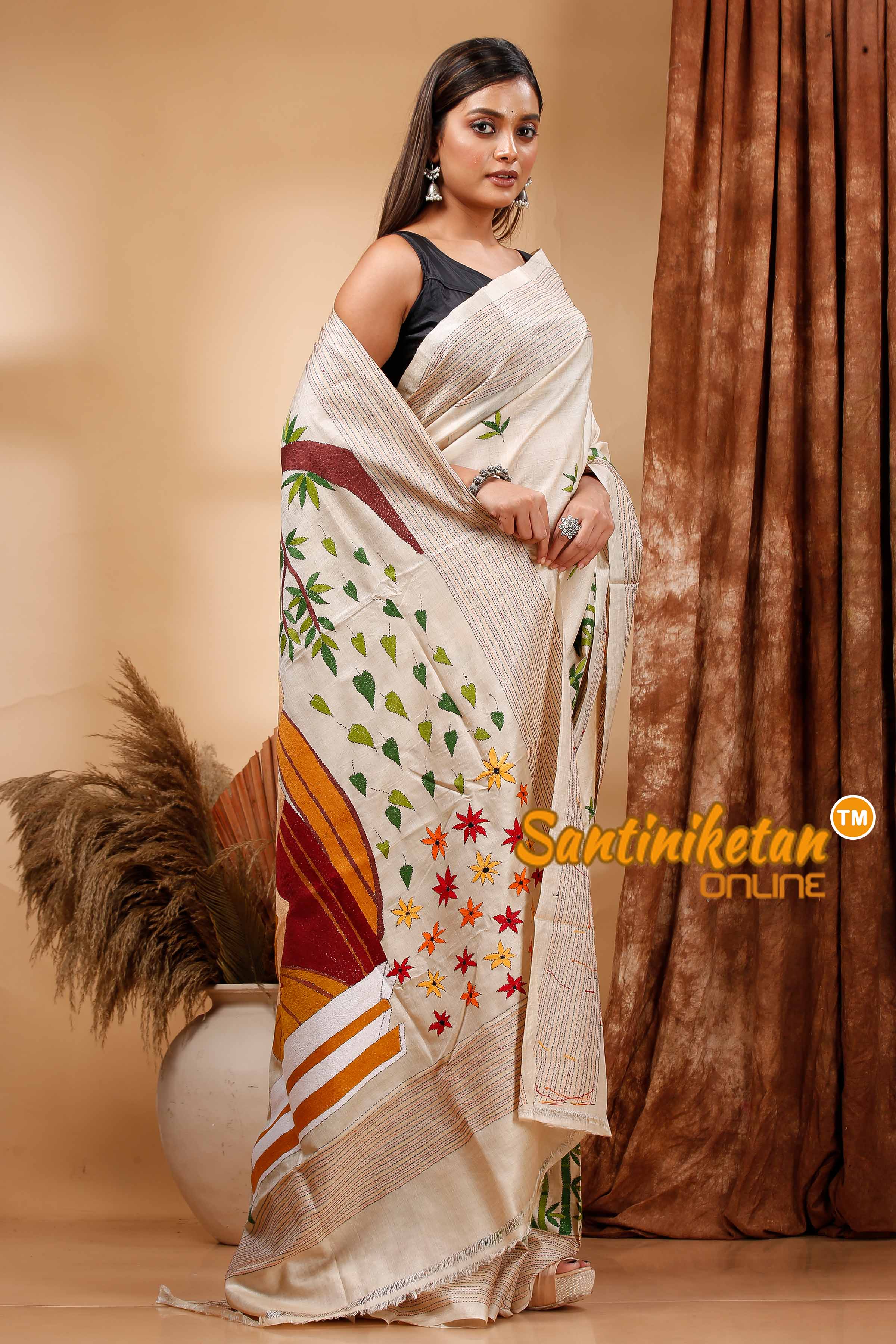 Pure Gachi Tussar Silk Kantha Stitch Saree SN202420206