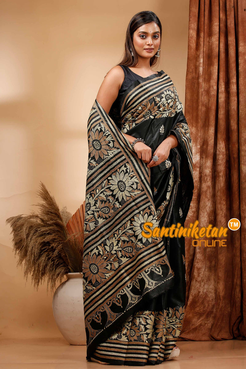 Pure Bangalore Silk Kantha Stitch Saree SN202420231