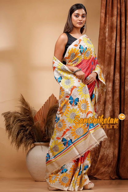 Pure Gachi Tussar Silk Kantha Stitch Saree SN202420266