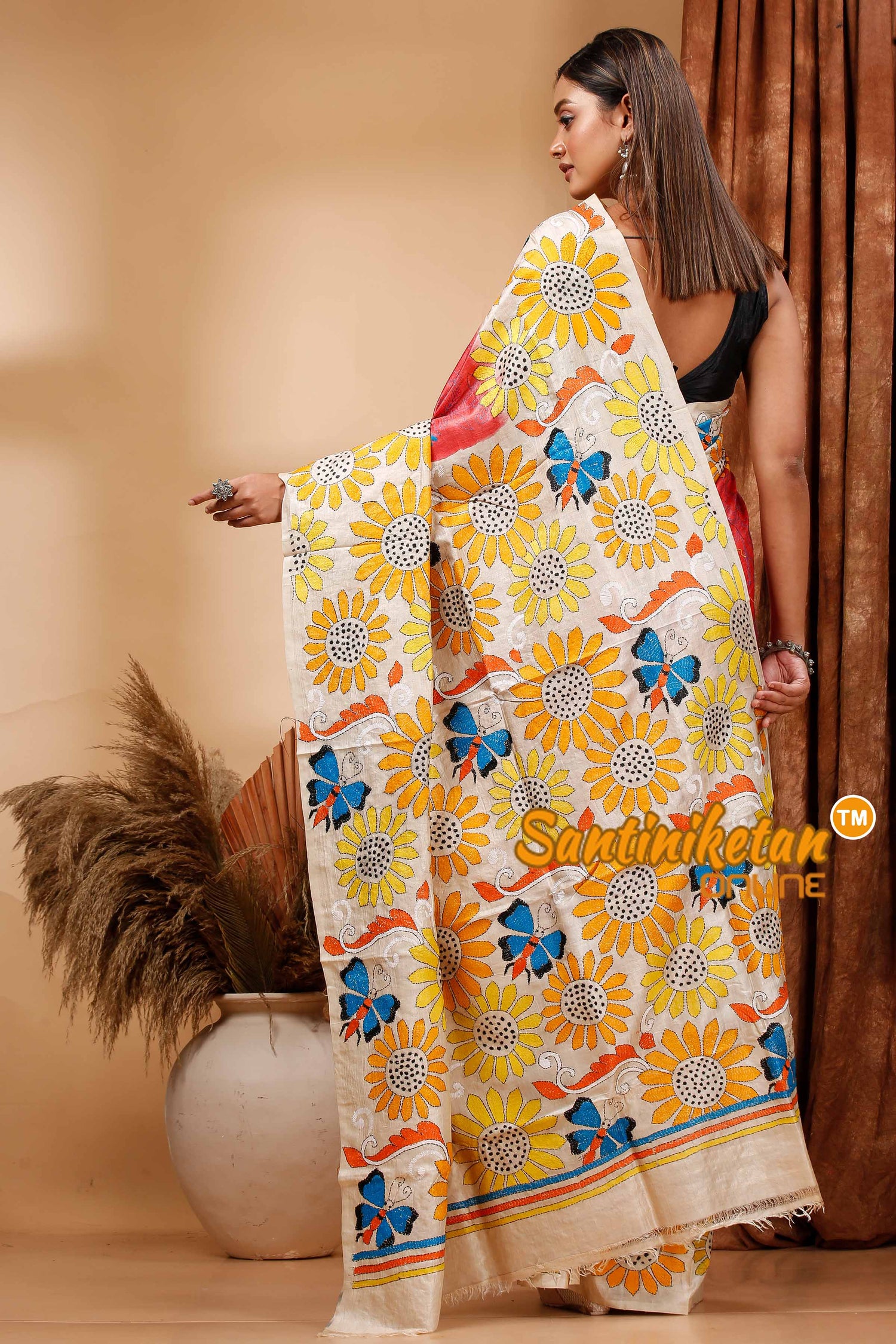 Pure Gachi Tussar Silk Kantha Stitch Saree SN202420266