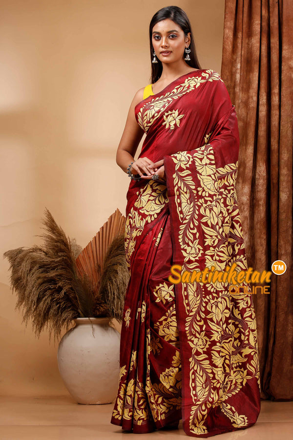 Pure Bangalore Silk Kantha Stitch Saree SN202420286