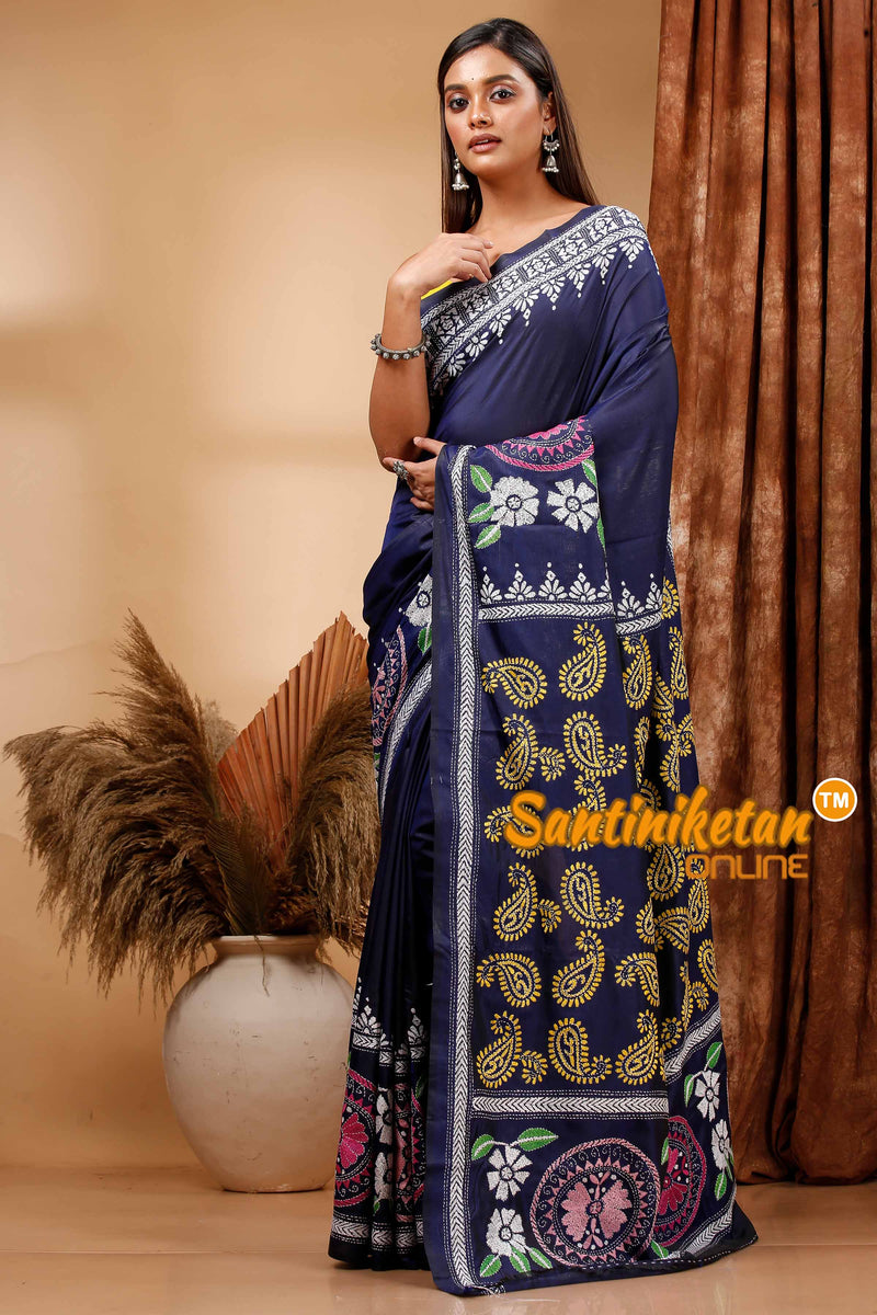 Butter Silk Kantha Stitch Saree SN202420291