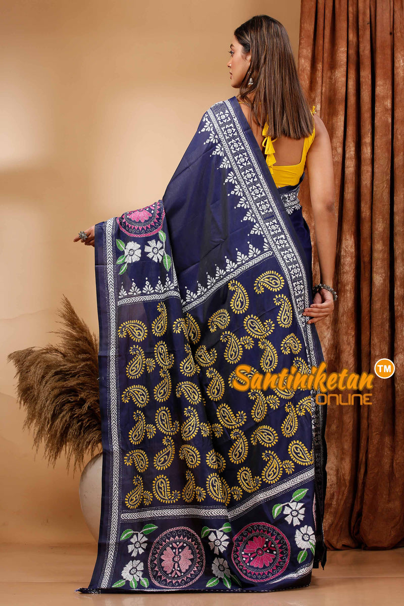 Butter Silk Kantha Stitch Saree SN202420291