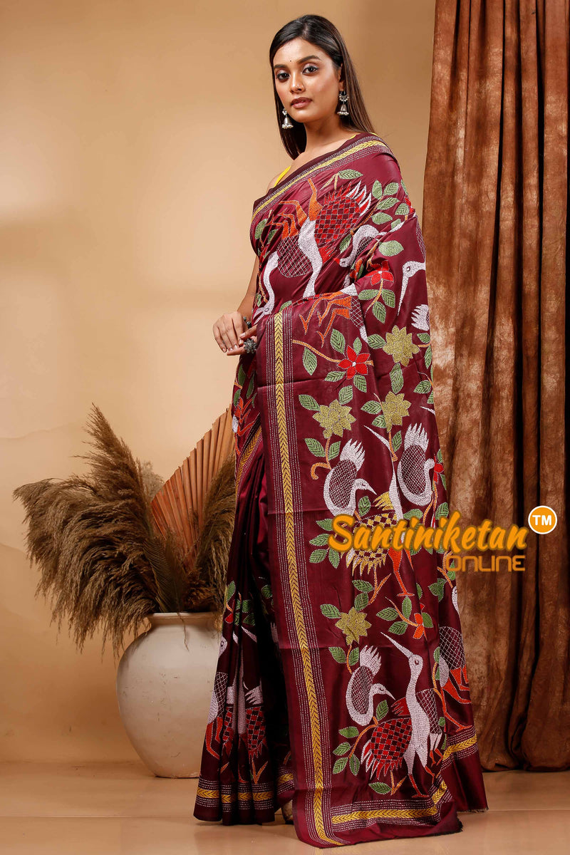 Pure Bangalore Silk Kantha Stitch Saree SN202420306