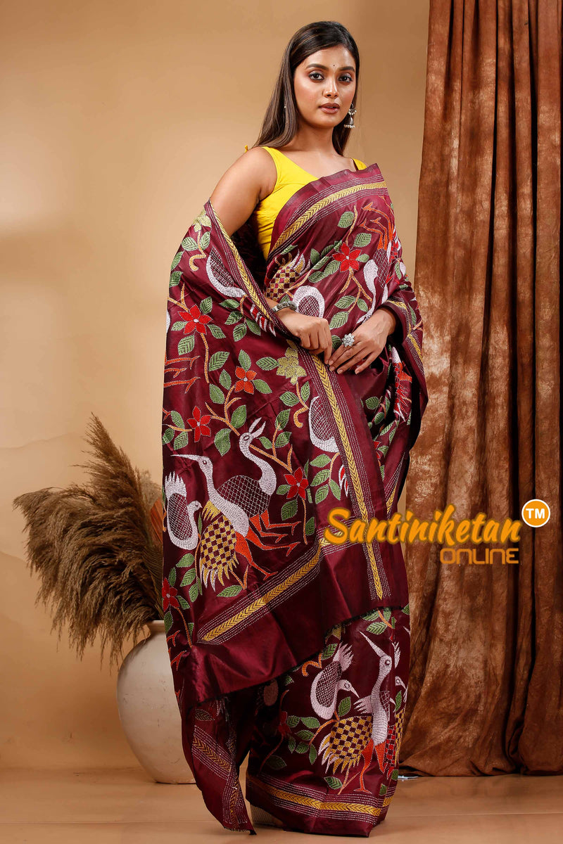 Pure Bangalore Silk Kantha Stitch Saree SN202420306