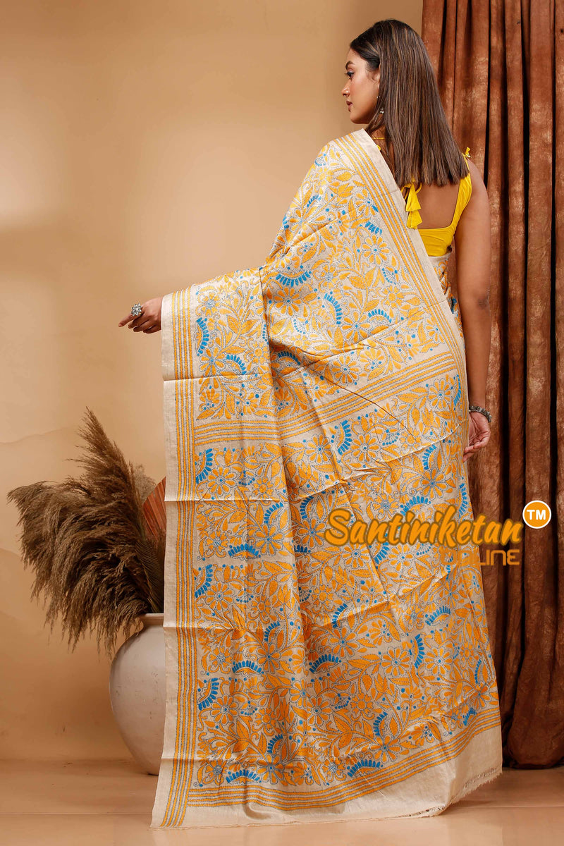 Pure Gachi Tussar Silk Kantha Stitch Saree SN202420321