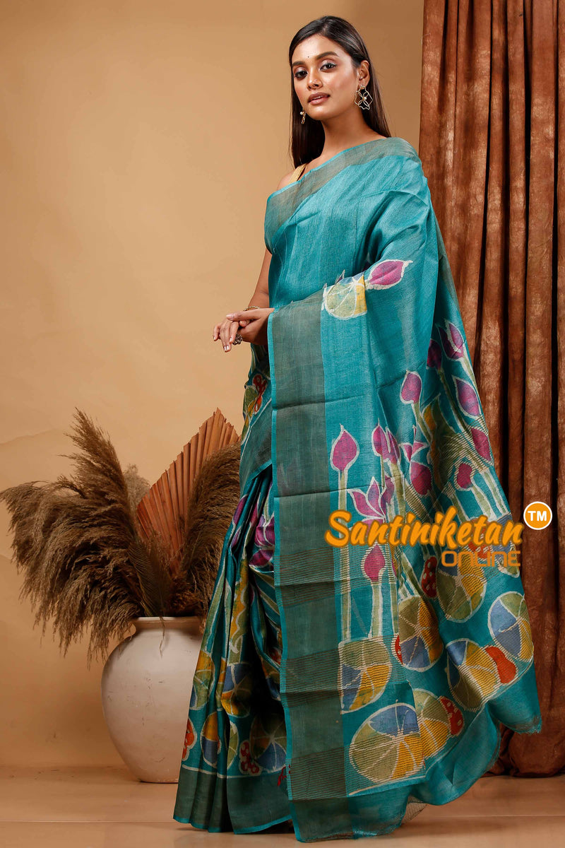 Hand Batik On Pure Zari Tussar Silk Saree SN202420377