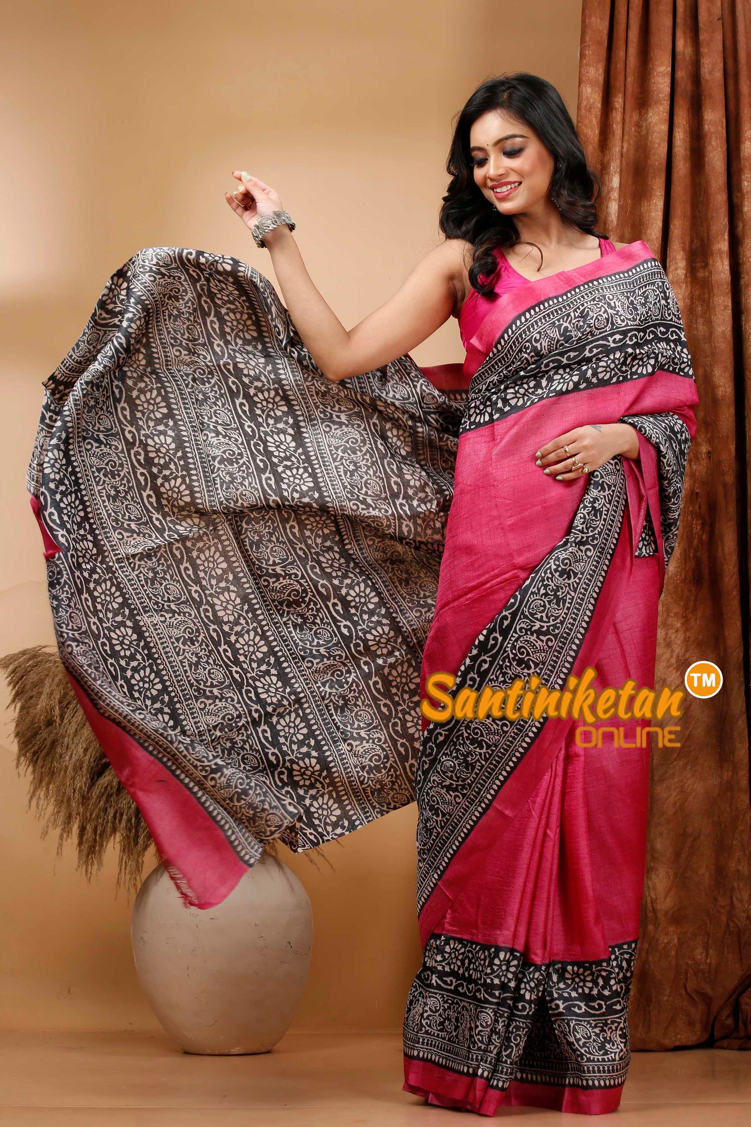 Pure Tussar Hand Block Painted Saree SN202420397